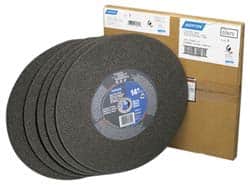 Norton - 14" 36 Grit Aluminum Oxide Cutoff Wheel - 7/64" Thick, 1" Arbor, 4,365 Max RPM, Use with Chop Saws - Benchmark Tooling