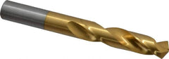 Chicago-Latrobe - 25/64" 135° Spiral Flute High Speed Steel Screw Machine Drill Bit - TiN Finish, Right Hand Cut, 1-7/8" Flute Length, 3-1/4" OAL, Split Point, Straight Shank - Benchmark Tooling