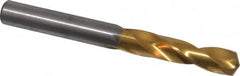 Chicago-Latrobe - 0.302" 135° Spiral Flute High Speed Steel Screw Machine Drill Bit - TiN Finish, Right Hand Cut, 1-5/8" Flute Length, 2-13/16" OAL, Split Point, Straight Shank - Benchmark Tooling