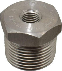 Merit Brass - 1 x 1/4" Grade 316/316L Stainless Steel Pipe Hex Bushing - MNPT x FNPT End Connections, 3,000 psi - Benchmark Tooling