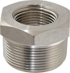 Merit Brass - 1-1/2 x 1" Grade 316/316L Stainless Steel Pipe Hex Bushing - MNPT x FNPT End Connections, 3,000 psi - Benchmark Tooling