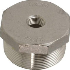 Merit Brass - 2 x 3/8" Grade 316 Stainless Steel Pipe Hex Bushing - MNPT x FNPT End Connections, 150 psi - Benchmark Tooling