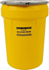 Eagle - 30 Gallon Capacity, Metal Lever Lock, Yellow Salvage Drum - 5 Gallon Container, Polyethylene, 220 Lb. Capacity, UN 1H2/X100/S Listing - Benchmark Tooling