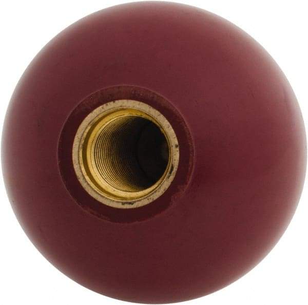 Gibraltar - 1/2-20 Thread, 1-15/16" Diam, 1-27/32" High, Female Insert Ball Knob - Red, Phenolic, Smooth Grip, 1-1/8" Hole Depth - Benchmark Tooling