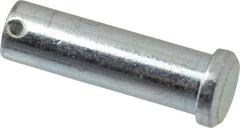 Made in USA - 3/4" Pin Diam, 2-1/2" OAL, Standard Clevis Pin - 5/32" Hole, 2-11/32" Usable Length, Zinc-Plated Steel - Benchmark Tooling