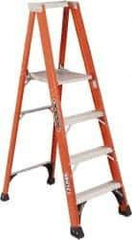 Louisville - 6 Steps, 6' High, Type IAA Rating, Fiberglass Platform Ladder - 375 Lb Capacity, 28-1/8" Base Width - Benchmark Tooling