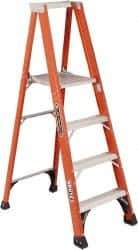 Louisville - 4 Steps, 4' High, Type IAA Rating, Fiberglass Platform Ladder - 375 Lb Capacity, 25-1/8" Base Width - Benchmark Tooling