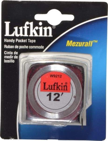 Lufkin - 12' x 1/2" Yellow Blade Tape Measure - 1/32 & 1/16" Graduation, A1 Graduation Style, Silver Case - Benchmark Tooling