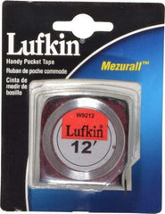 Lufkin - 12' x 1/2" Yellow Blade Tape Measure - 1/32 & 1/16" Graduation, A1 Graduation Style, Silver Case - Benchmark Tooling