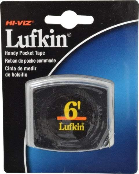 Lufkin - 6' x 1/4" Yellow Blade Tape Measure - 1/32 & 1/16" Graduation, A16 Graduation Style, Black Case - Benchmark Tooling