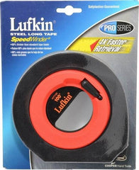 Lufkin - 100' x 3/8" Yellow Blade Tape Measure - 1/8" Graduation, B1 Graduation Style, Orange/Black Case - Benchmark Tooling