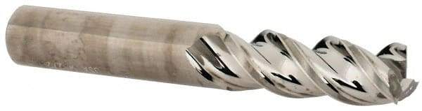 Niagara Cutter - 3/8", 1" LOC, 3/8" Shank Diam, 2-1/2" OAL, 3 Flute, Solid Carbide Square End Mill - Single End, Uncoated, Spiral Flute, 45° Helix, Centercutting, Right Hand Cut, Right Hand Flute, Series A345 - Benchmark Tooling