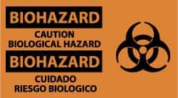 NMC - "Biohazard - Caution - Biological Hazard", 10" Long x 18" Wide, Pressure-Sensitive Vinyl Safety Sign - Rectangle, 0.004" Thick, Use for Hazardous Materials - Benchmark Tooling