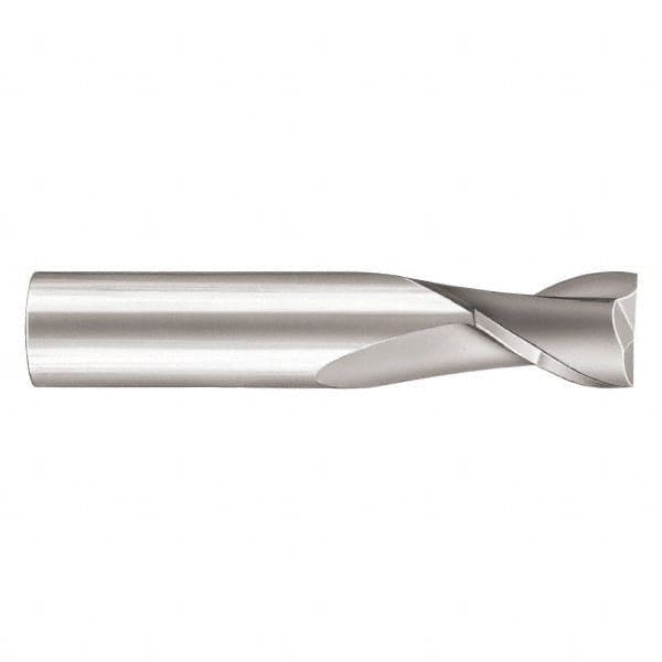 SGS - 2.5mm, 5mm LOC, 3mm Shank Diam, 38mm OAL, 2 Flute, Solid Carbide Square End Mill - Single End, TiN Finish, Spiral Flute, 30° Helix, Centercutting, Right Hand Cut, Right Hand Flute, Series 17M - Benchmark Tooling