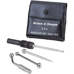 TESA Brown & Sharpe - Single End, Center Finder Set Mechanical - 0.25 Inch Head Diameter, Ball, Conical, Disc Head Type, Includes 4 Attachments, Case, Holder, 4 Pieces - Benchmark Tooling