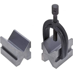 TESA Brown & Sharpe - 1-1/2" Max Capacity, 90° Angle, Mild Steel V-Block - 2" Long x 1-1/2" Wide x 1-1/2" High, Sold as 2 Block Set - Benchmark Tooling