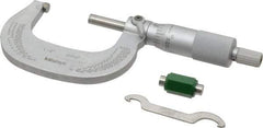 Mitutoyo - 1 to 2" Range, 0.0001" Graduation, Mechanical Outside Micrometer - Ratchet Stop Thimble, Accurate to 0.0001" - Benchmark Tooling