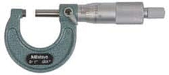 Mitutoyo - 75 to 100mm Range, 0.01mm Graduation, Mechanical Outside Micrometer - Ratchet Stop Thimble, Accurate to 0.0001" - Benchmark Tooling