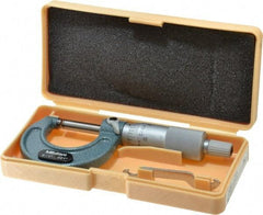 Mitutoyo - 0 to 1" Range, 0.001" Graduation, Mechanical Outside Micrometer - Ratchet Stop Thimble, Accurate to 0.0001" - Benchmark Tooling