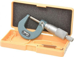 Mitutoyo - 1 Inch Max Measurement, 0.0001 Inch Graduation, Spherical Face Micrometer - Accuracy Up to 0.0002 Inch, Mechanical Operation, Ratchet Stop Thimble, Ball - Benchmark Tooling