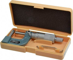 Mitutoyo - 1 Inch Measurement Range, 0.0001 Inch Graduation, Barrel Anvil, Ratchet Stop Thimble, Mechanical Tube Micrometer - Accurate Up to 0.0002 Inch, Carbide, Includes Plastic Case - Benchmark Tooling