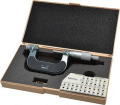 Mitutoyo - 1 to 2" Range, Mechanical Screw Thread Micrometer - Ratchet Stop Thimble, 0.001" Graduation, 0.0002" Accuracy - Benchmark Tooling