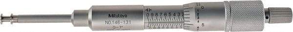 Mitutoyo - 0.06 to 1.05 Inch Inside Measurement, 0 to 1 Inch Outside Measurement, Mechanical Groove Micrometer - 0.001 Inch Graduation, 0.0004 Inch Accuracy, 0.25 Inch Measuring Disc Diameter - Benchmark Tooling