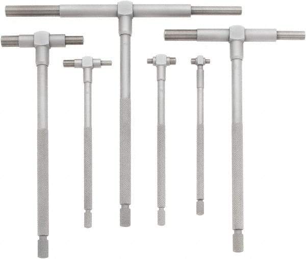 Mitutoyo - 6 Piece, 5/16 to 6 Inch, Satin Chrome Finish, Telescoping Gage Set - Includes Fitted Pouch - Benchmark Tooling