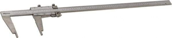 Mitutoyo - 0 to 24" Stainless Steel Vernier Caliper - 0.02mm Graduation, 100mm Jaw Depth, 0.002" Accuracy - Benchmark Tooling