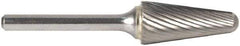 M.A. Ford - 3/8" Cut Diam, 1/4" Shank Diam, Taper Head Double Cut Burr - Carbide, Radius End, 1-1/8" LOC, 7-3/16" OAL - Benchmark Tooling