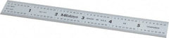 Mitutoyo - 6" Long, 1/64, 1/32, 1/16, 1/8" Graduation, Rigid Stainless Steel Rule - 4R Graduation Style, 3/4" Wide, Silver, Satin Chrome Finish - Benchmark Tooling