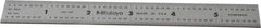 Mitutoyo - 6" Long, 1/64, 1/32" and 0.5, 1mm Graduation, Rigid Stainless Steel Rule - English/Metric Graduation Style, 3/4" Wide, Silver, Satin Chrome Finish - Benchmark Tooling