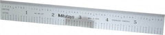 Mitutoyo - 6" Long, 1/100, 1/10" and 0.5, 1mm Graduation, Rigid Stainless Steel Rule - Decimal/Metric Graduation Style, 3/4" Wide, Silver, Satin Chrome Finish - Benchmark Tooling