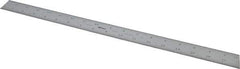 Mitutoyo - 18" Long, 1/100, 1/64, 1/50, 1/32" Graduation, Rigid Stainless Steel Rule - 16R Graduation Style, 1-3/16" Wide, Silver, Satin Chrome Finish - Benchmark Tooling