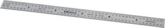 Mitutoyo - 6" Long, 1/64, 1/32" and 0.5, 1mm Graduation, Flexible Stainless Steel Rule - English/Metric Graduation Style, 1/2" Wide, Silver, Satin Chrome Finish - Benchmark Tooling