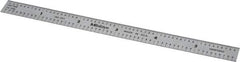 Mitutoyo - 6" Long, 1/100, 1/10" and 0.5, 1mm Graduation, Flexible Stainless Steel Rule - Decimal/Metric Graduation Style, 1/2" Wide, Silver, Satin Chrome Finish - Benchmark Tooling