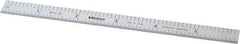 Mitutoyo - 6" Long, 1/50, 1/10" and 0.5, 1mm Graduation, Flexible Stainless Steel Rule - Decimal/Metric Graduation Style, 1/2" Wide, Silver, Satin Chrome Finish - Benchmark Tooling