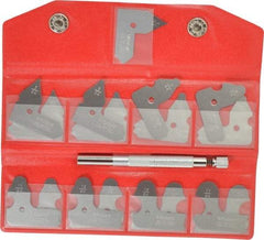 Mitutoyo - 17 Piece, 1/64 to 17/64 Inch Radius, Radius Gage Set - Satin Chrome Coated - Benchmark Tooling