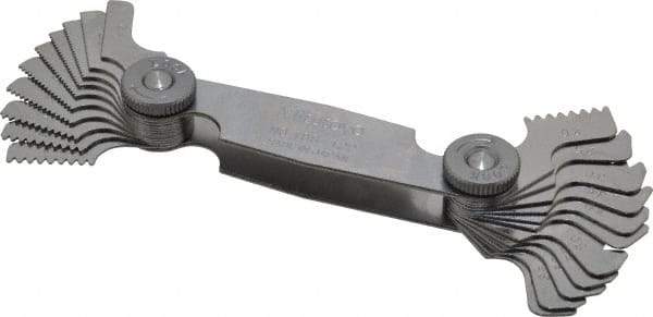 Mitutoyo - 21 Leaf, 0.4 to 7mm Pitch Range, Screw Pitch Gage - 60° Thread Angle - Benchmark Tooling