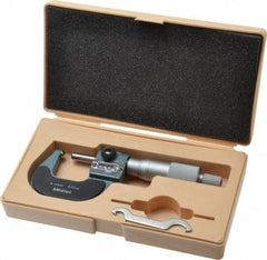 Mitutoyo - 25mm Max Measurement, 0.01mm Graduation, Spherical Face Micrometer - Accuracy Up to 3 micro m, Baked Enamel Coated, Steel Measuring Face Material, Mechanical Operation, Ratchet Stop Thimble, Ball - Benchmark Tooling