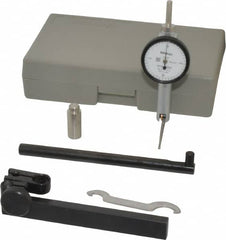 Mitutoyo - 0.02 Inch Range, 0.0005 Inch Dial Graduation, Horizontal Dial Test Indicator - 1.27 Inch White Dial, 0-10-0 Dial Reading, Accurate to 0.0005 Inch - Benchmark Tooling