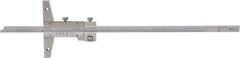 Mitutoyo - 0 to 12 Inch Measurement Range, 410mm Rule Length, 4 Inch Base Length, Vernier Depth Gage - 0.001 Inch Graduation, Accurate to 0.0015 Inch, Stainless Steel, Satin Chrome Coated - Benchmark Tooling