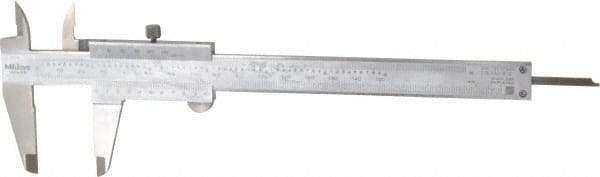 Mitutoyo - 0 to 6" Stainless Steel Vernier Caliper - 0.02mm Graduation, 40mm Jaw Depth, 0.03mm Accuracy - Benchmark Tooling