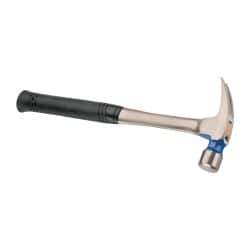 Vaughan Bushnell - 1-1/4 Lb Head, Straight Claw Hammer - 16" OAL, Steel Head, 1-1/2" Face Diam, Steel Handle with Grip - Benchmark Tooling