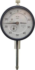 Mitutoyo - 1" Range, 0-50-0 Dial Reading, 0.001" Graduation Dial Drop Indicator - 2-1/4" Dial, 0.1" Range per Revolution, 0.002" Accuracy, Revolution Counter - Benchmark Tooling