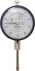 Mitutoyo - 1" Range, 0-50 Dial Reading, 0.0005" Graduation Dial Drop Indicator - 2-3/16" Dial, 0.05" Range per Revolution, 0.002" Accuracy, Revolution Counter - Benchmark Tooling