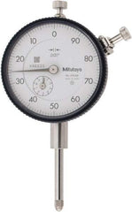 Mitutoyo - 1" Range, 100-0 Dial Reading, 0.001" Graduation Dial Drop Indicator - 2-1/4" Dial, 0.1" Range per Revolution, 0.002" Accuracy, Revolution Counter - Benchmark Tooling