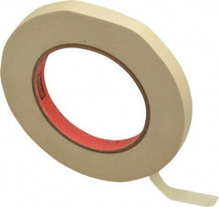 3M - 1/2" Wide x 60 Yd Long Tan Paper Masking Tape - Series 214, 5.8 mil Thick, 27 In/Lb Tensile Strength - Benchmark Tooling