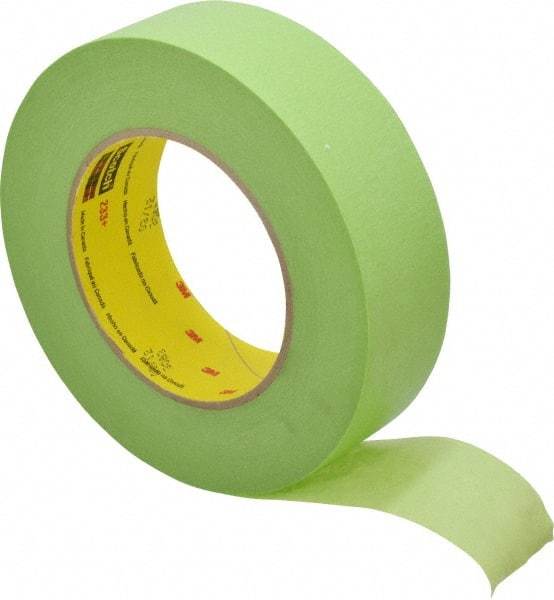 3M - 1-1/2" Wide x 60 Yd Long Green Paper Masking Tape - Series 401+/233+, 6.7 mil Thick, 25 In/Lb Tensile Strength - Benchmark Tooling