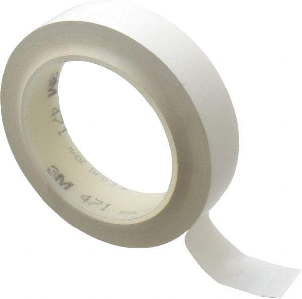 3M - White Solid Color Vinyl Tape - 1" Wide x 108' Long x 5.2 mil Thick, General Traffic - Benchmark Tooling